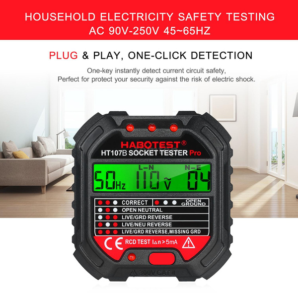 Taiss GFCI Outlet Tester With Voltage Display - Socket Circuit Polarity Detector - View #8