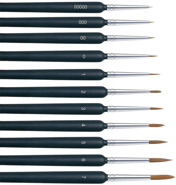 11 Pack Miniature Paint Brushes, Detail Paint Brushes Set with Ergonomic  Handle - Suitable for Acrylic Painting, Adults Paint by Numbers, Oil,  Watercoloring (Black)