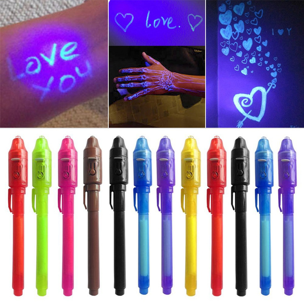 HOYOTIK Invisible Ink Pen (12 Pack) Latest Spy Pen + 6 Flexible Bendy Pencils, with UV Light Fun Activity Entertainment for Kids Party Favors Ideas