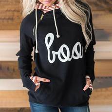 fall clothes women, hooded, letter print, loose top