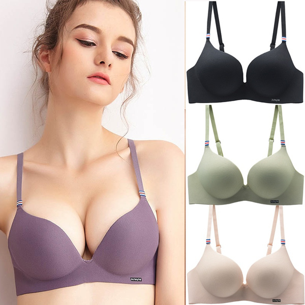 Wireless Push Up Bra Solid Color Seamless Soft Bras for Women