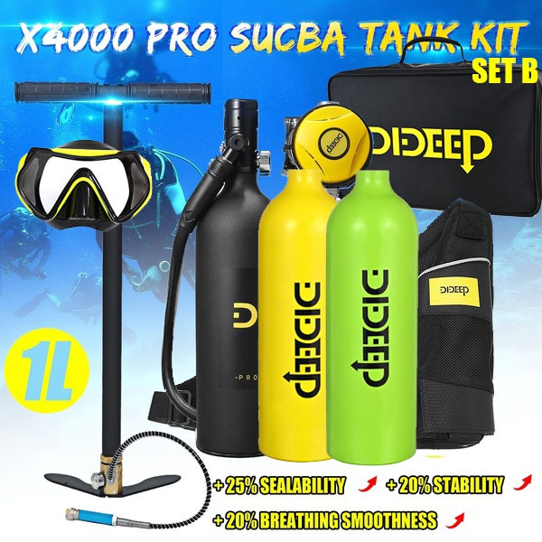 0.5L Mini Portable Scuba Tank - Refillable 3000 PSI, 5-10 Minute Breath Time, For Snorkeling, Freediving, Emergency Backup