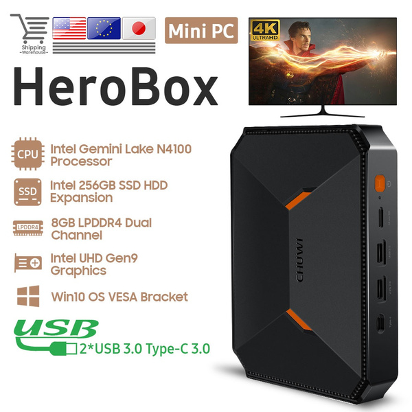 CHUWI HeroBox Fanless Mini PC Intel Linux/Win10 (64-bit) Desktop