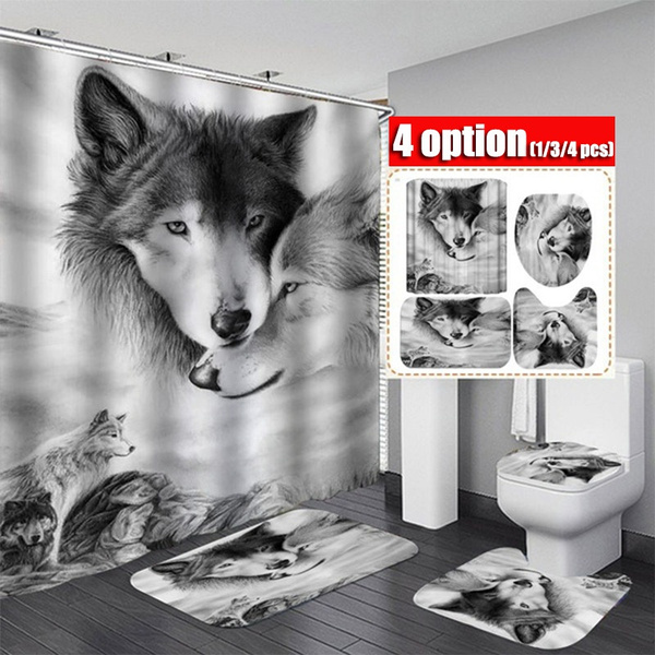 3d Printing Wolf Cool Bathroom, Wolf Shower Curtain Bath Accessories