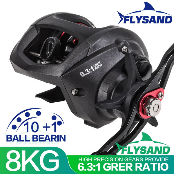 Baitcasting Fishing Reels Saltwater Freshwater Spincasting Reels, 10+1  Shielded Bearings Magnetic Centrifugal Brake System 6.3:1 Gear Ratio 17.6  Lb Carbon Fiber Drag Lightweight Low Profile High Speed Reel FlySand  Fishing Accessory (Left/Right