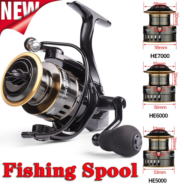 New 5.2:1 High Speed Metal Spool Spinning Fishing Reel HE1000-7000 Max Drag  I 