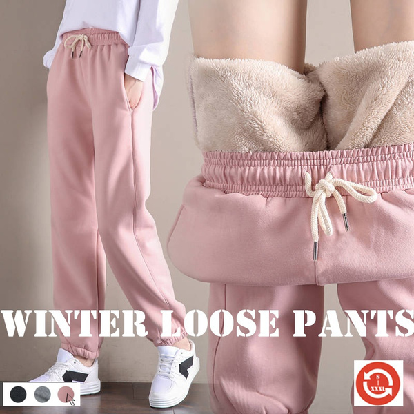 Autumn Winter Women Gym Sweatpants Jogger Pants Workout Fleece Trousers  Solid Thick Track Pants Warm Winter Female Sport Pants Running Pantalones  with Pockets Plus Size