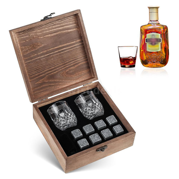 Cricket Ball Whiskey Ice Cube Stones In Wooden Box Personalised 87