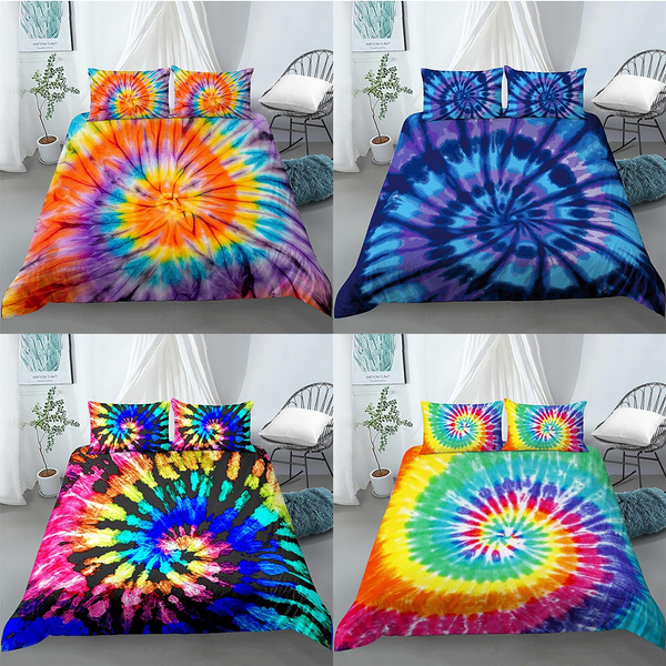 Rainbow Color Tie Dye Bedding Set Duvet, Tie Dye Queen Bedding