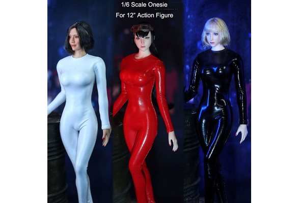  1/12 Scale Female Clothes,Female Stretch Jumpsuit Bodysuit  Clothing for 6inch Action Figure Body (Black) : Toys & Games