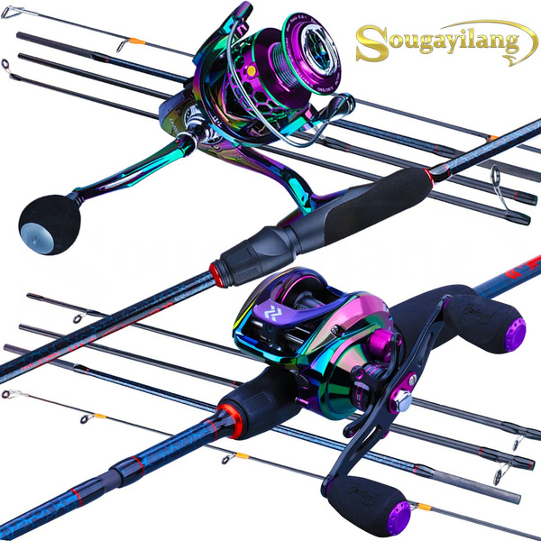 SOUGAYILANG Fishing Rods and Reels Combo Set 5 Sections Spinning Casting  Fishing Rod Pole with Fishing Reel Portable Travel Outdoor Freshwater  Saltwater Fishing Tackle