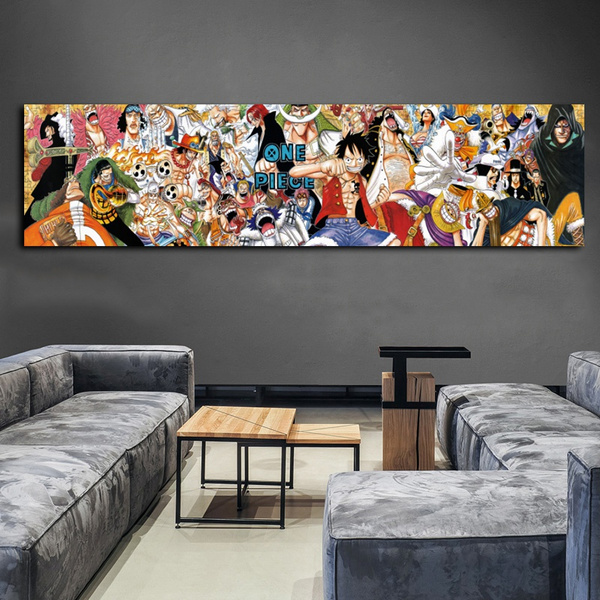 Home Decor 1 Piece Anime One Manga The Straw Hat Pirates Luffy Zoro Nami Print Oil Painting Cartoon Charactors Poster For Kids Room Hd Pictures Gifts Wish - One Piece Manga Home Decor