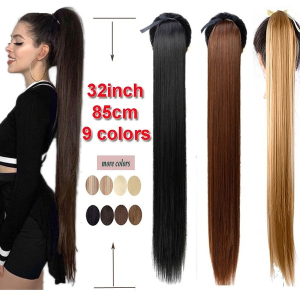 32inch Long Straight Drawstring Synthetic Ponytail Black/Brown Heat Resistance Hairpiece Clip In Hair Extension for Woman(85cm) | Wish 32inch Long Straight Drawstring Synthetic Ponytail Black/Brown Heat Resistance Hairpiece Clip In Hair Extension for Woman(85cm) | Wish