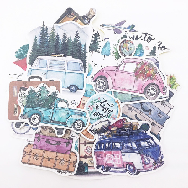 24Pc Tree Bus Plants Travel Stickers Journal Diary Planner