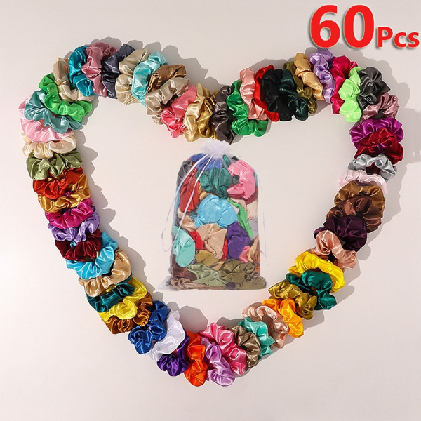 60/40/30/20Pcs Hair Silk Scrunchies Satin Elastic Hair Bands Scrunchy