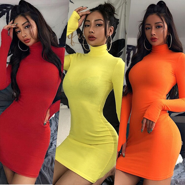 bodycon dress with turtleneck