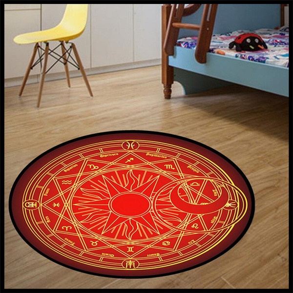 Pentagram Children Trend Round Carpet Fashion Cartoon Style Livingroom Computer Magic Circle Desk Chair Pad Thin Mat Rug Wish