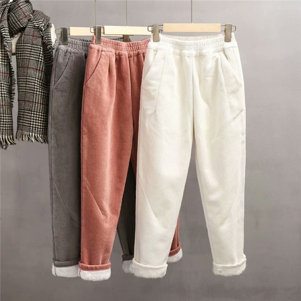 Vintage High Waist Corduroy Pants Woman Casual Loose Wide Leg Pants Women  Fashion Streetwear Solid Ladies Trousers Joggers 24322 - AliExpress