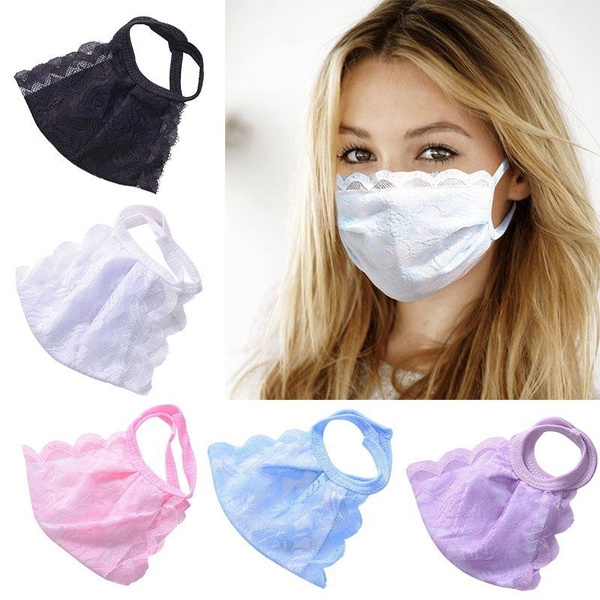 New Spring Summer Women Thin Mouth Masks Lace Dual-Layer Breathable ...
