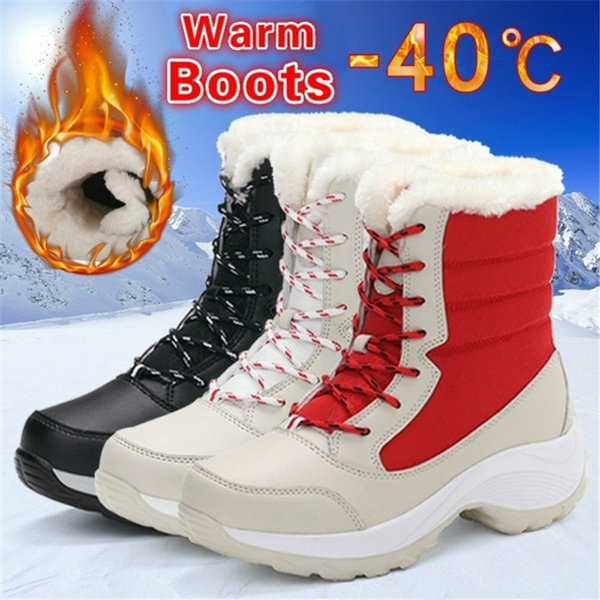 Botas de nieve para mujer Botas cálidas de invierno Zapatos Botines  impermeables con plataforma de fondo grueso | Wish
