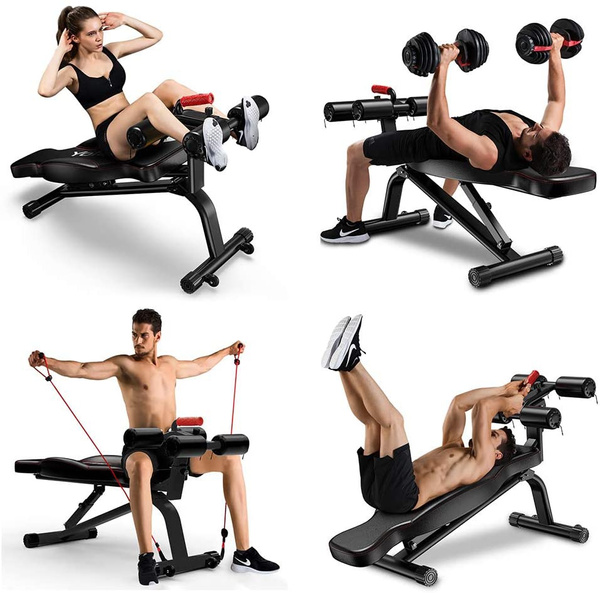 YLAN Adjustable Weight Bench Foldable Sit Up Incline Bench Max Capacity 350kg ABS Workout Flat Bench for Full Body Exercise 