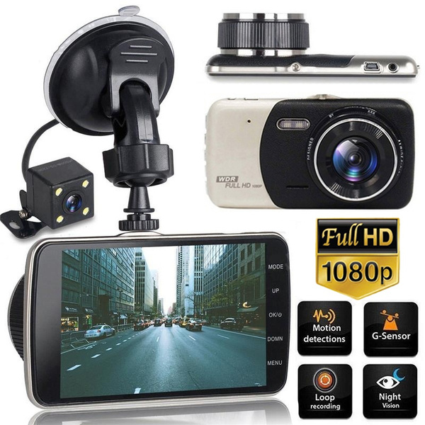 4 Inch FHD Screen Car Camera, 170° Wide Angle G-sensor Motion Sensor Night  Vision Car Mount Dashboar Camera, Parking Monitor Car Dashcam with Rear  Camera