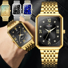 golden, Fashion, business watch, Waterproof