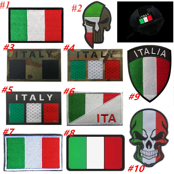 Italy Flag Embroidered Patches Tactical Military Patch IR Reflective Infrared