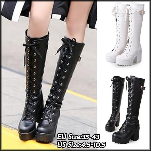 platform boots women knee high