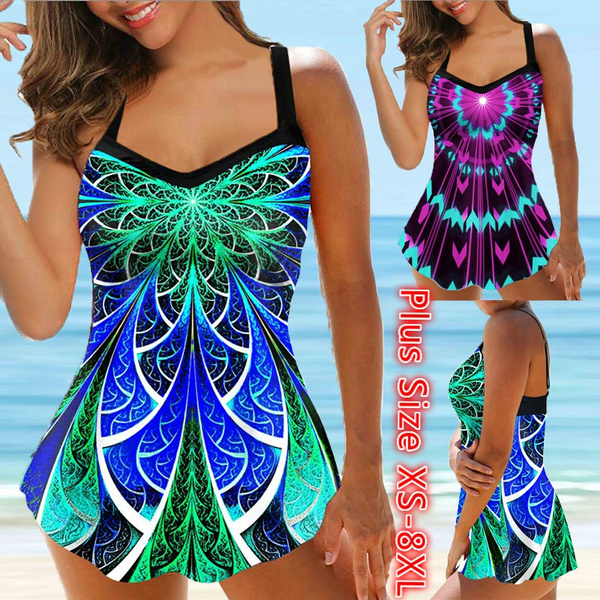 rainbow stripe spaghetti strap tankini set