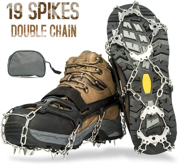 Aoriente Crampons, Ice Fishing, Ice Cleats for Men Women Ice Snow Grips Shoe  Cleats with 19 Spikes Traction Cleats for Walking and Hiking on Ice and  Snow