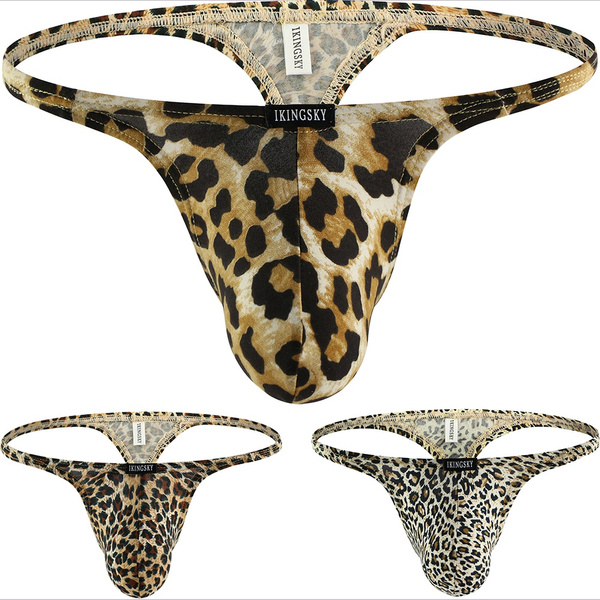 iKingsky Men's Leopard Big Pouch G-string Underwear Bluge Y-back ...