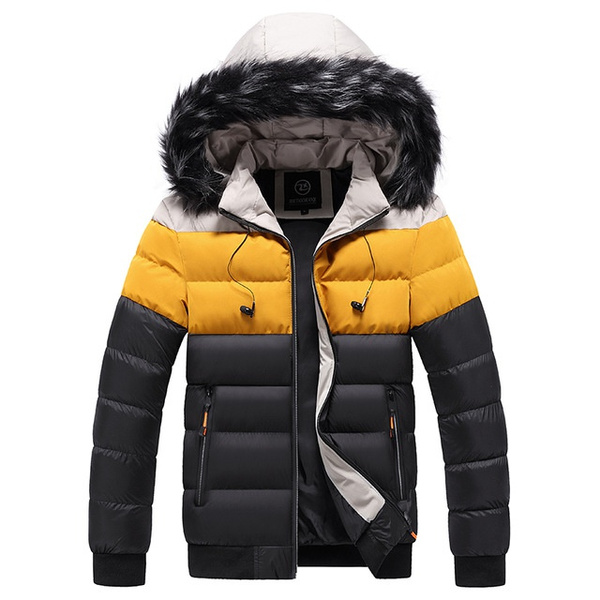 Winter Men's down jacket coat thick warm hooded padded jacket fur outwear coats 