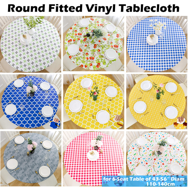 Indoor Outdoor Patio Round Fitted Vinyl, Large Round Patio Tablecloth