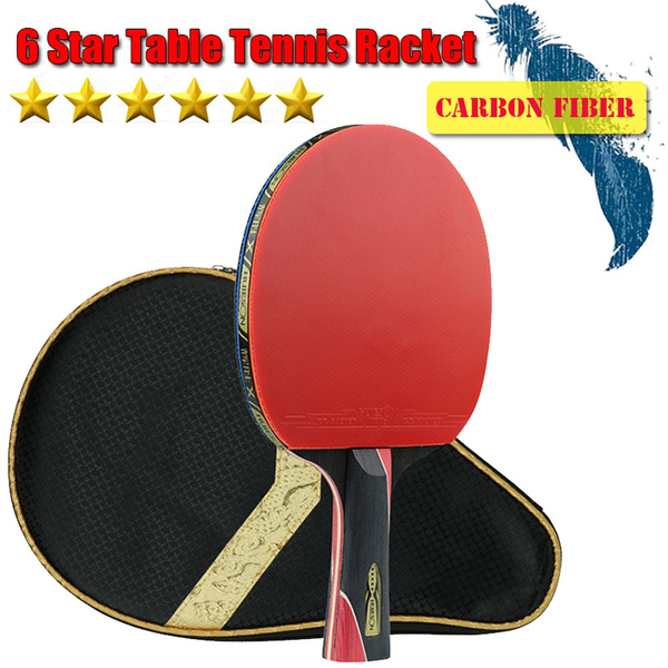 Wood & Carbon Fiber Blade 6 Star Table Tennis Racket Sticky Pimples-in ...