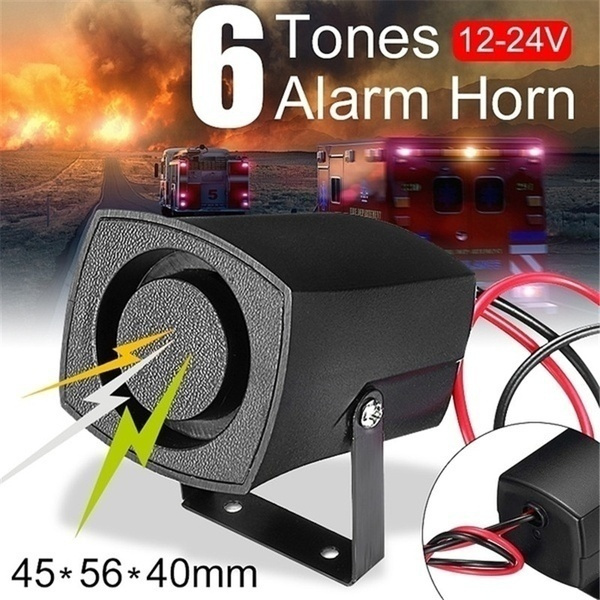 6 Tones Car Police Fire Alarm Horn 12-24V Warning Loud Sound Truck Boat Siren 