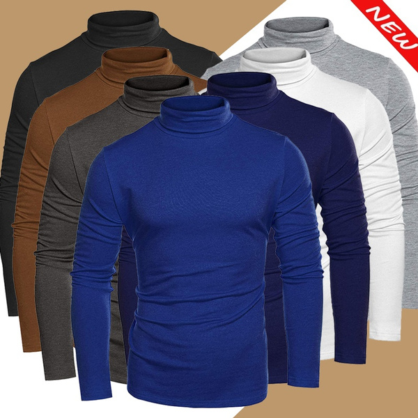 Men Slim Fit Lightweight Long Sleeve Pullover Top Turtleneck T-Shirt