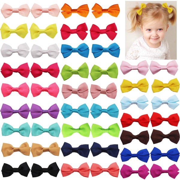 50PCS Tiny Baby Girls Hair Bows 2 Inch Grosgrain Ribbon Bows With ...