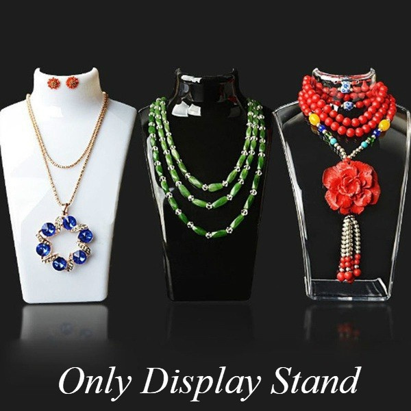 2*Acrylic Necklace Stand Cewellery Earrings Retail Shop Display Busts Holder ZH1