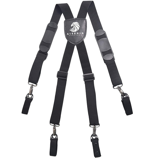 Tactical Suspenders Adjustable Duty Belt Harness Suspenders Black