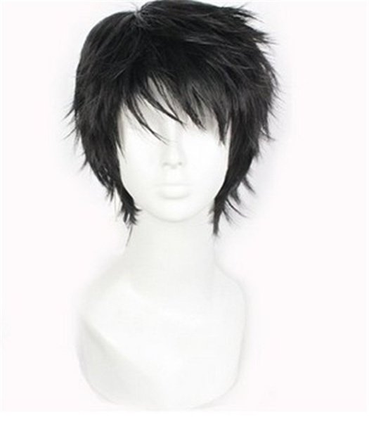 Short Black Men Fluffy Straight Cosplay Heat Resistant Halloween