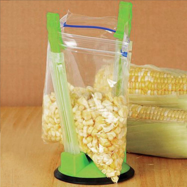 Hands-free Baggy Rack Clip Storage Bag Holder, Plastic Freezer Bag