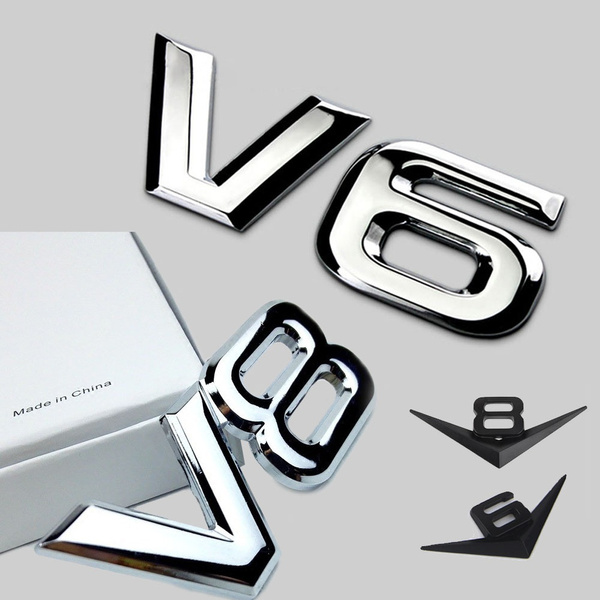 Auto 3D Metal Car V8/V6 Logo Car Decals Adhesive Badge Emblem Sticker Decoration