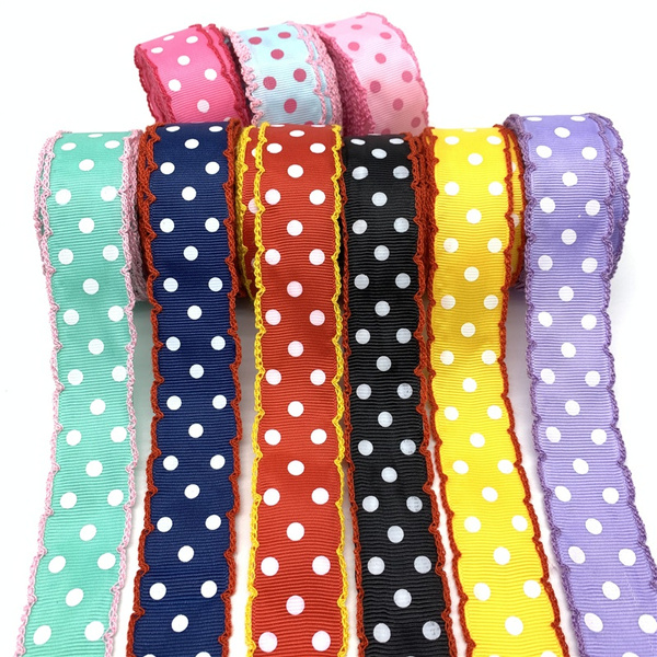 5yards/Lot 25mm Sewing Edge Grosgrain Ribbon Printed Dots Ribbon For ...