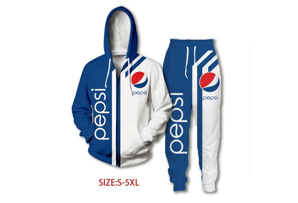 HOT SALE Pepsi New Sportswear 3D Printing Pepsi Men women Casual Street Fashion Zipper Hoodies and Jogging Pants Plus Size Wish