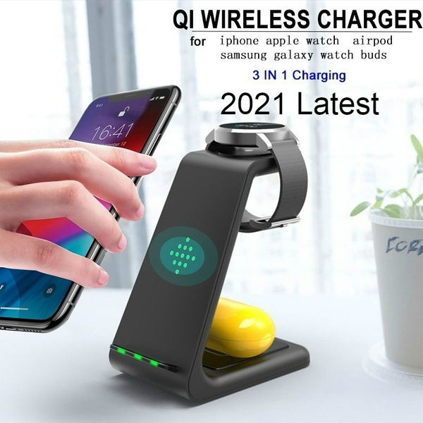 2021 Newest 10W Fast QI Wireless Charger Stand for Apple Watch 2 3 4 Series  AirPods IPhone 11 11pro 8 Plus X XR XS Max Samsung Galaxy Watch Active  Galaxy Buds Wireless Charging Dock | Wish