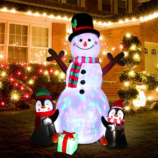 6 Feet Christmas Inflatable Blue Vest Snowman Home Decorations Yard Led Lights Outdoors Ornaments Xmas New Year Party Shop Yard Garden Decoration