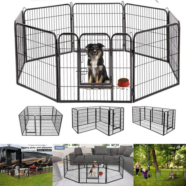 Picture of Folding adjustable pet fence, 6/8 Panels Heavy Duty Dog Crate Cage ...