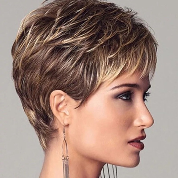 Short brown shop wig female