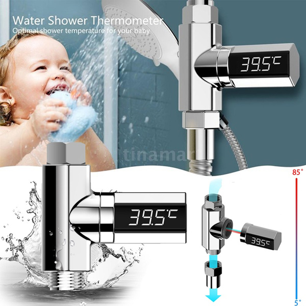 360 Degree Rotation Led Display Baby Safe Water Shower Thermometer With  Water Thermometer Water Flow Temperature Monitor Led Display Shower  Thermometers Accessories